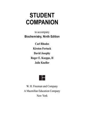 cover image of Student Companion to Accompany Biochemistry